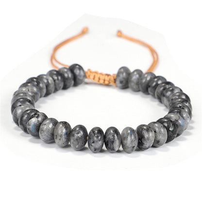 Black Quartz and Brown Beaded Adjustable Bracelet, bracelet for women, everyday style, side view