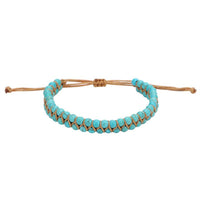 Turquoise & Brown Layered Beaded Adjustable Bracelet
