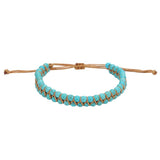 Turquoise & Brown Layered Beaded Adjustable Bracelet