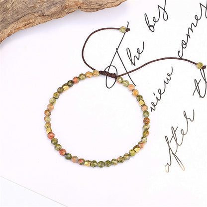 Green Quartz and 18K Gold-Plated Beaded Adjustable Bracelet, gold bracelet for women, botanical inspired, lifestyle look