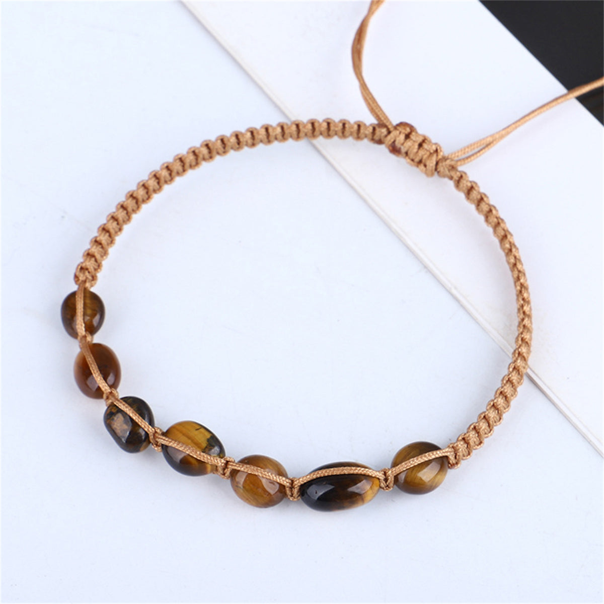 Brown Quartz Adjustable Bracelet, bracelet for women, vintage-inspired design, front view