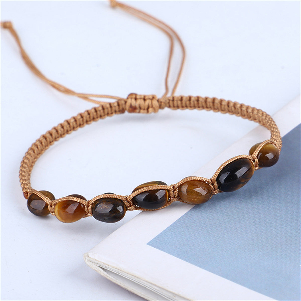 Brown Quartz Adjustable Bracelet, bracelet for women, vintage-inspired design, side view