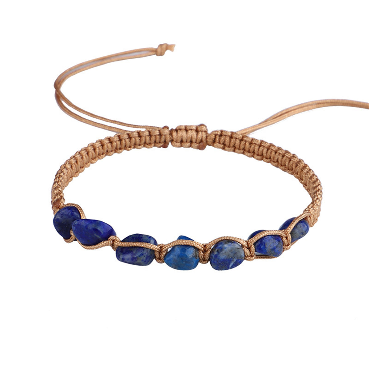 Lapis and Brown Adjustable Bracelet, bracelet for women, everyday style, front view