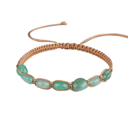 Green Quartz and Brown Adjustable Bracelet, bracelet for women, elegant gift for her, side view
