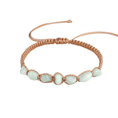 Sea Blue Quartz & Brown Adjustable Bracelet