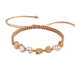 Yellow Quartz & Brown Adjustable Bracelet