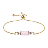 Pink Quartz & 18k Gold-Plated Prism Charm Adjustable Bracelet