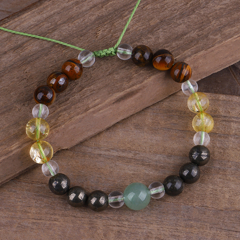 Quartz and Multicolor Beaded Adjustable Bracelet, bracelet for women, botanical inspired, lifestyle look