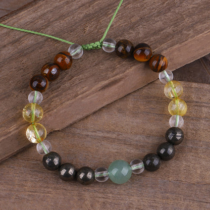 Quartz and Multicolor Beaded Adjustable Bracelet, bracelet for women, botanical inspired, lifestyle look