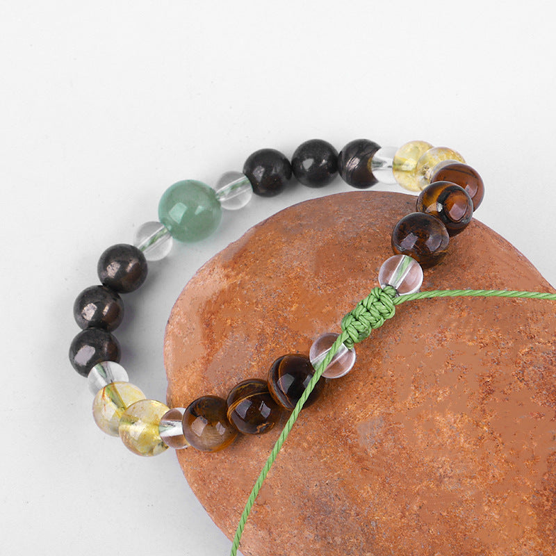 Quartz and Multicolor Beaded Adjustable Bracelet, bracelet for women, botanical inspired, styled look