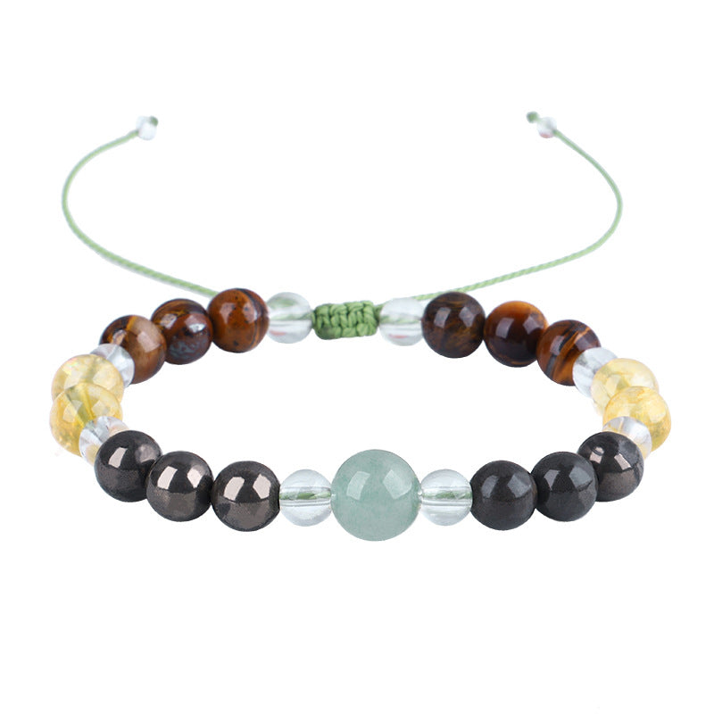 Quartz and Multicolor Beaded Adjustable Bracelet, bracelet for women, botanical inspired, side view