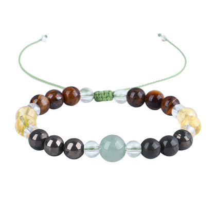 Quartz and Multicolor Beaded Adjustable Bracelet, bracelet for women, botanical inspired, side view