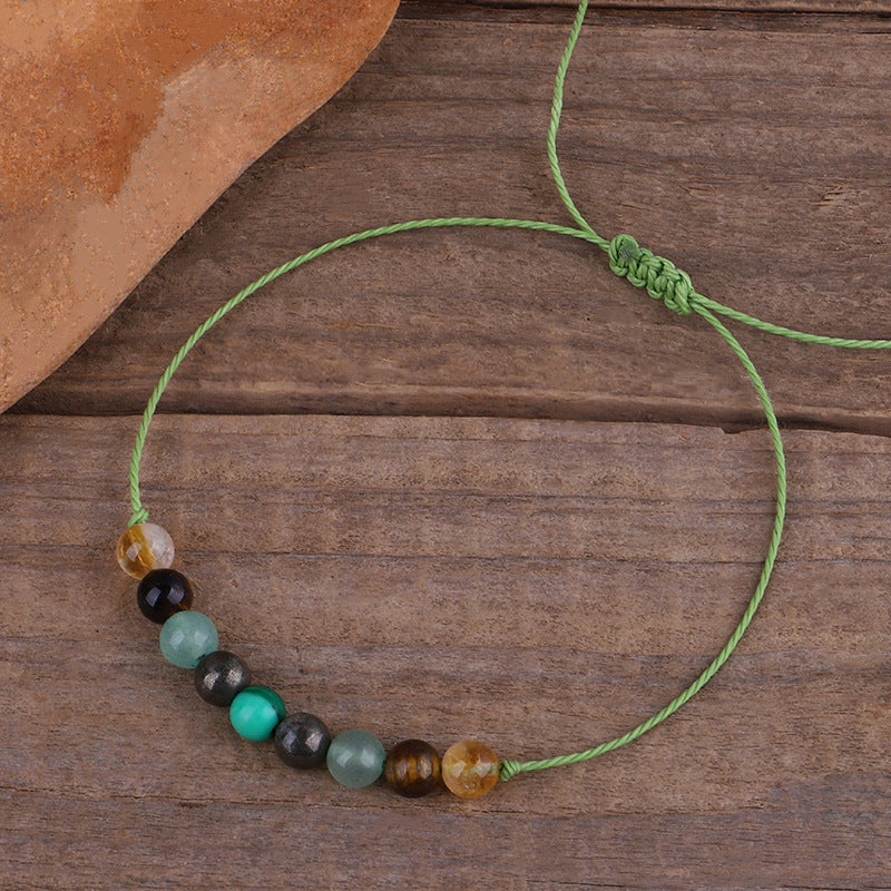 Quartz and Green Beaded Adjustable Bracelet, bracelet for women, everyday style, lifestyle look