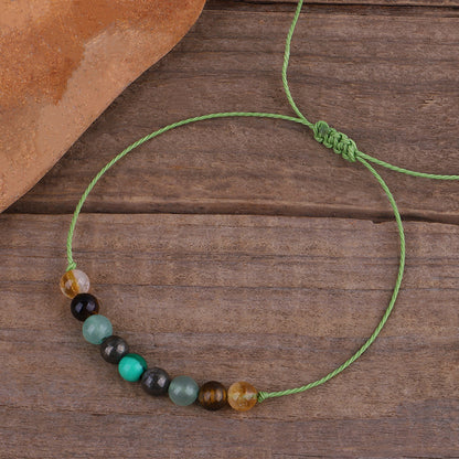 Quartz and Green Beaded Adjustable Bracelet, bracelet for women, everyday style, lifestyle look