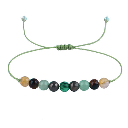 Quartz and Green Beaded Adjustable Bracelet, bracelet for women, everyday style, side view