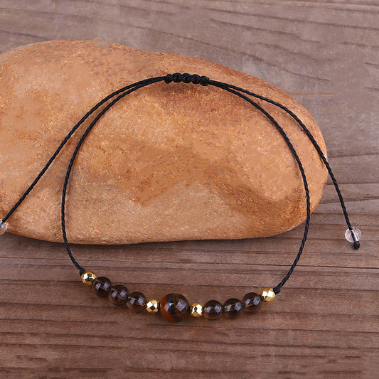 Quartz and 18K Gold-Plated Beaded Adjustable Bracelet, gold bracelet for women, vintage-inspired design, front view