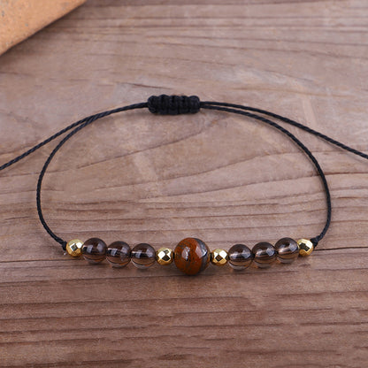 Quartz and 18K Gold-Plated Beaded Adjustable Bracelet, gold bracelet for women, vintage-inspired design, detail close-up