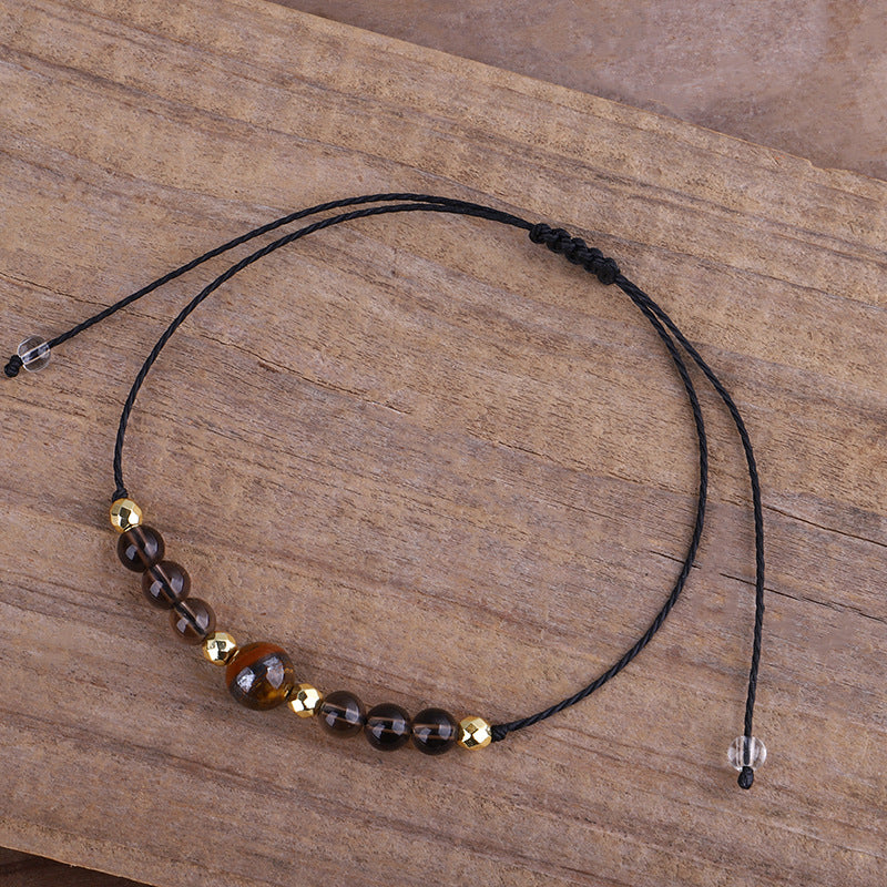 Quartz and 18K Gold-Plated Beaded Adjustable Bracelet, gold bracelet for women, vintage-inspired design, lifestyle look