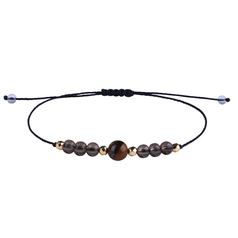 Quartz and 18K Gold-Plated Beaded Adjustable Bracelet, gold bracelet for women, vintage-inspired design, side view