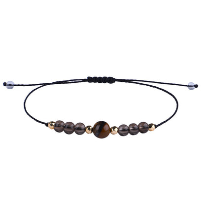Quartz and 18K Gold-Plated Beaded Adjustable Bracelet, gold bracelet for women, vintage-inspired design, side view