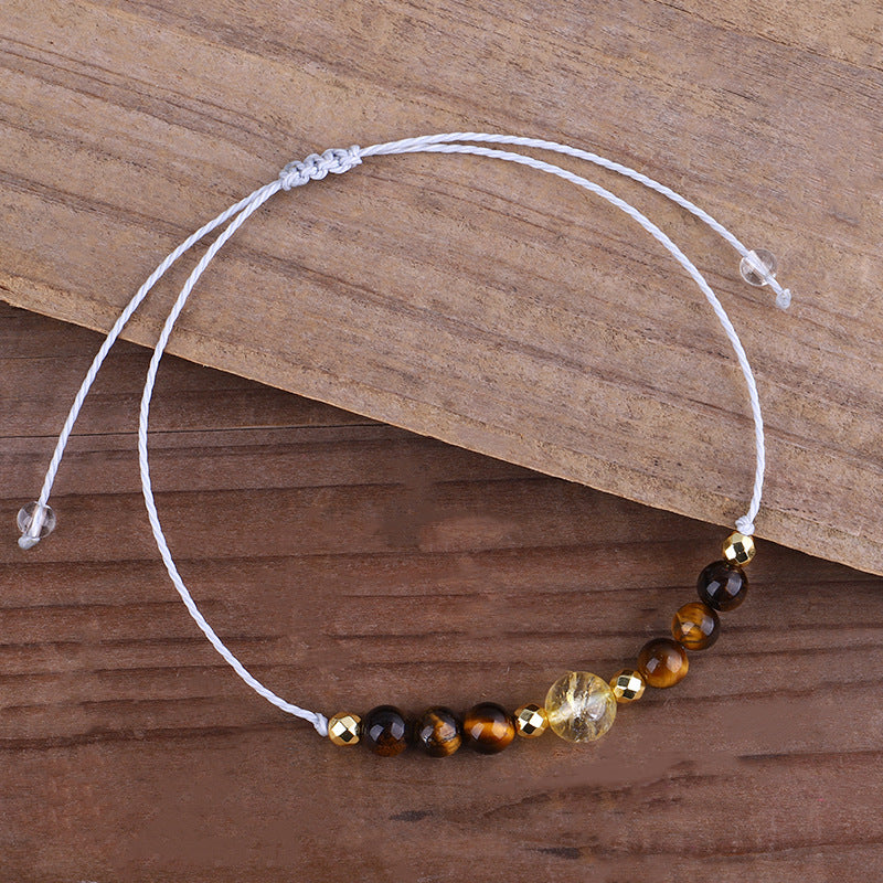 Quartz and Yellow Beaded Adjustable Bracelet, bracelet for women, everyday style, detail close-up