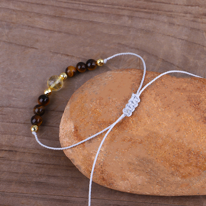 Quartz and Yellow Beaded Adjustable Bracelet, bracelet for women, everyday style, styled look