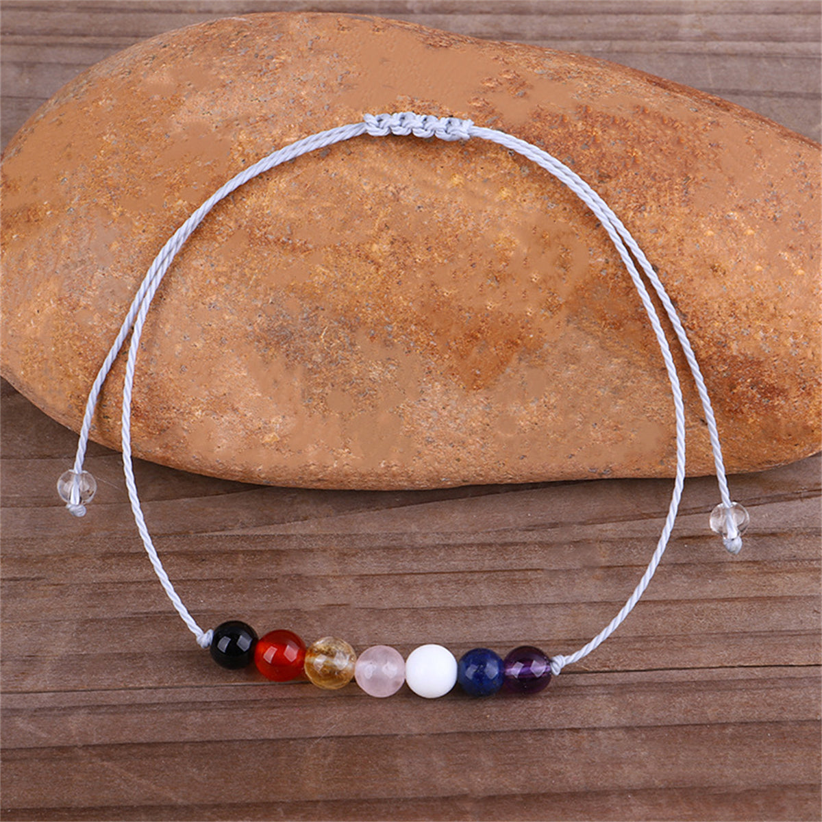 Multicolor Quartz and White Beaded Adjustable Bracelet, bracelet for women, dainty minimalist design, lifestyle look