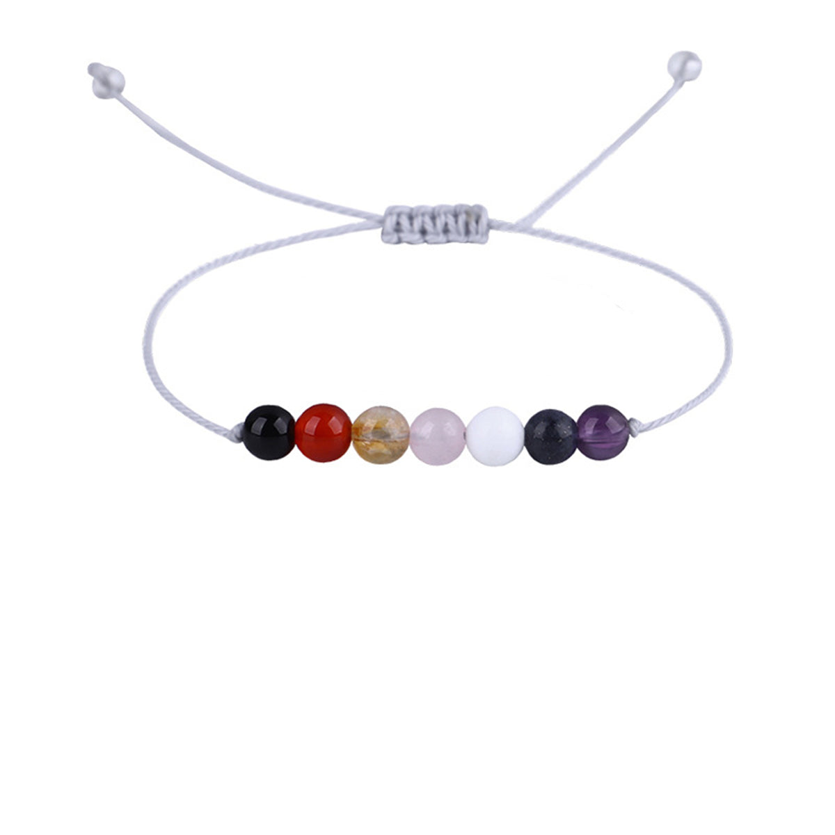 Multicolor Quartz and White Beaded Adjustable Bracelet, bracelet for women, dainty minimalist design, side view