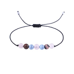 Quartz & Black Beaded Adjustable Bracelet