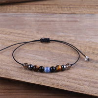 Quartz & Black Beaded Adjustable Bracelet