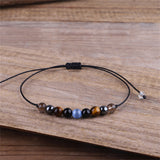 Quartz & Black Beaded Adjustable Bracelet