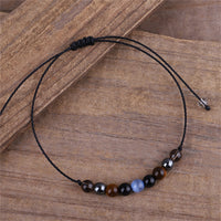 Quartz & Black Beaded Adjustable Bracelet