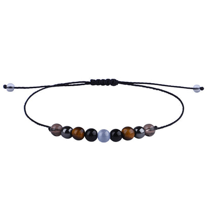 Quartz and Black Beaded Adjustable Bracelet, bracelet for women, vintage-inspired design, side view