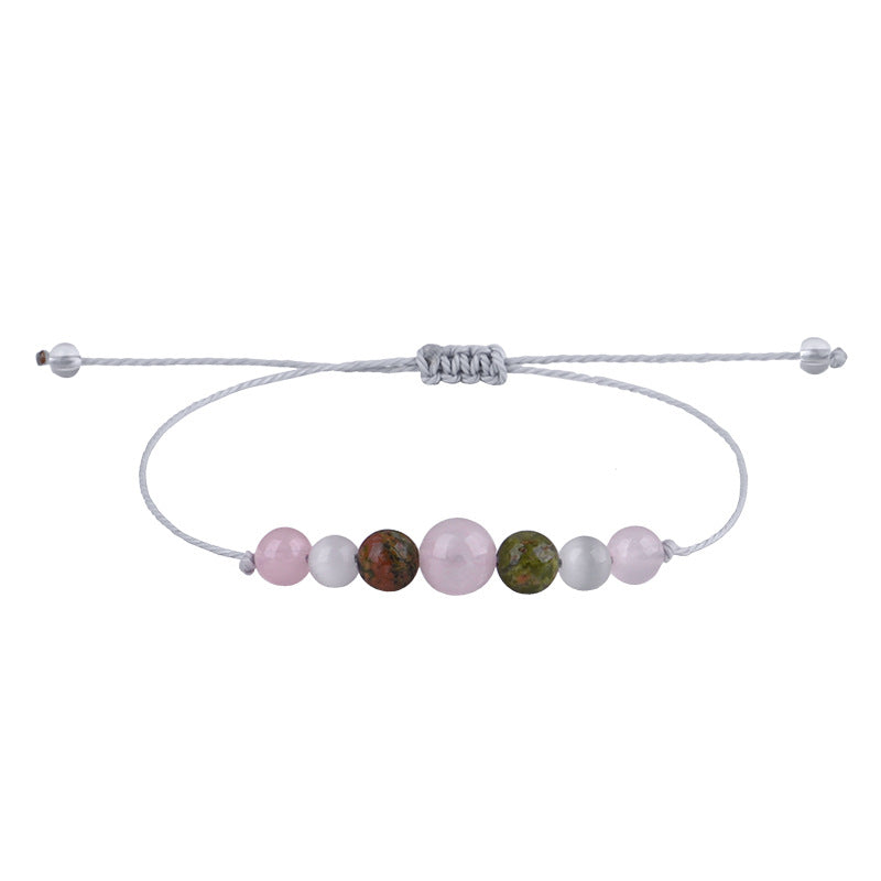 Green Quartz and White Beaded Adjustable Bracelet, bracelet for women, elegant gift for her, side view