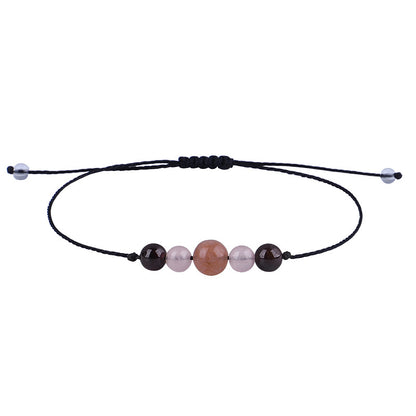 Black and Pink Quartz Beaded Adjustable Bracelet, bracelet for women, vintage-inspired design, side view