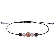 Black & Pink Quartz Beaded Adjustable Bracelet