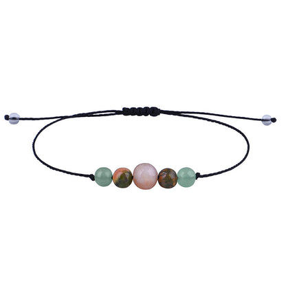 Green and Pink Quartz Beaded Adjustable Bracelet, bracelet for women, everyday style, side view