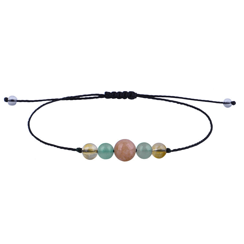 Yellow and Pink Quartz Beaded Adjustable Bracelet, bracelet for women, everyday style, side view
