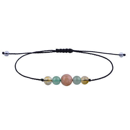 Yellow and Pink Quartz Beaded Adjustable Bracelet, bracelet for women, everyday style, side view