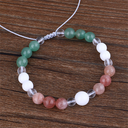 Pink and Green Quartz Adjustable Bracelet, bracelet for women, vintage-inspired design, detail close-up