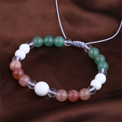 Pink and Green Quartz Adjustable Bracelet, bracelet for women, vintage-inspired design, styled look