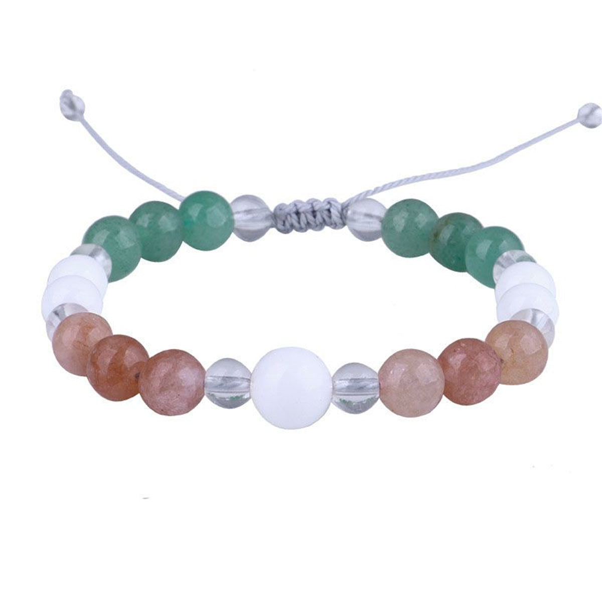 Pink and Green Quartz Adjustable Bracelet, bracelet for women, vintage-inspired design, side view