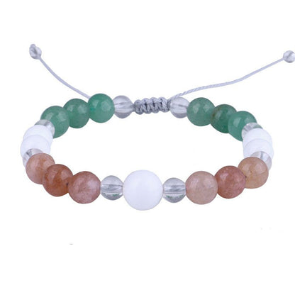 Pink and Green Quartz Adjustable Bracelet, bracelet for women, vintage-inspired design, side view