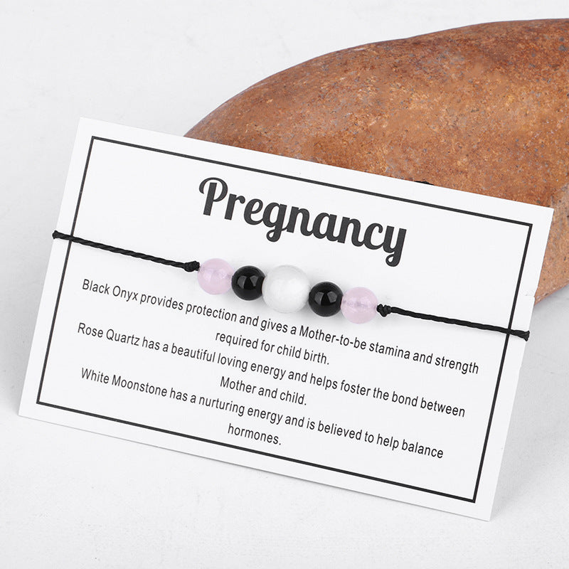 White Quartz 'Pregnancy' Adjustable Bracelet, bracelet for women, botanical inspired, front view
