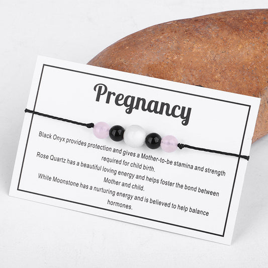 White Quartz 'Pregnancy' Adjustable Bracelet, bracelet for women, botanical inspired, front view