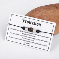 Quartz & Black 'Protection' Adjustable Bracelet