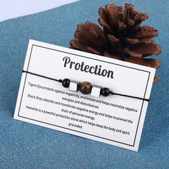 Quartz & Black 'Protection' Adjustable Bracelet