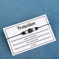 Quartz & Black 'Protection' Adjustable Bracelet