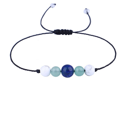 Quartz and Turquoise 'Calm' Adjustable Bracelet, bracelet for women, vintage-inspired design, side view