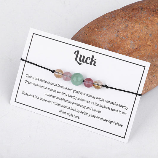 Quartz 'Luck' Adjustable Bracelet, bracelet for women, dainty minimalist design, front view